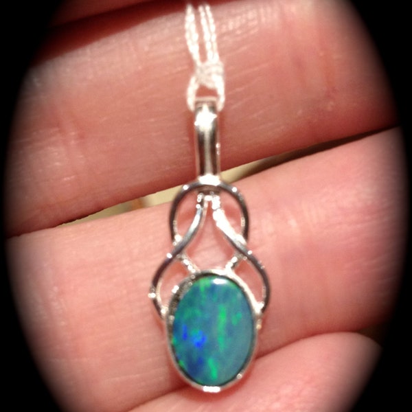 Silver Celtic (II) Australian Opal Pendant