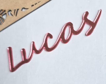 Letrero de acrílico personalizado con espejo dorado y nombre para fiestas, decoración de boda personalizada en acrílico.