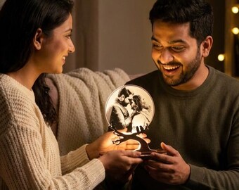 Luz nocturna LED con foto personalizada: Lámpara acrílica grabada personalizada