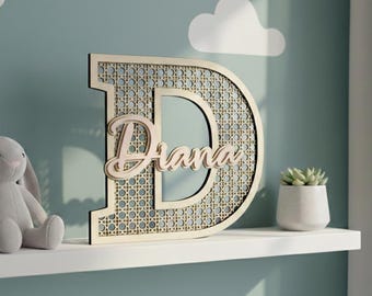 Letrero de madera personalizado con nombre, decoración infantil cortada a láser