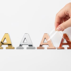 Letras acrílicas con espejo dorado, letrero personalizado, autoadhesivo