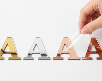 Letras acrílicas con espejo dorado, letrero personalizado, autoadhesivo