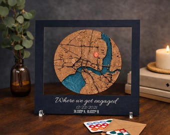 Mapa de corazón personalizado: regalo de aniversario y boda personalizado (con marco de madera)