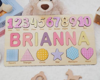 Rompecabezas de madera personalizado con nombre/Juguete de aprendizaje Montessori
