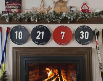 Señal de pista de esquí personalizada, decoración de pared de madera personalizada, tablero redondo con número de casa