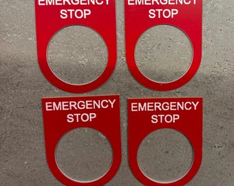 Graviertes Traffolyte-Not-Stop-Etikett | 22 mm Ausschnitt Maschinensicherheitsschild