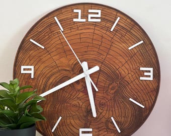 Handgemachte Wanduhr aus Holz – Silent Timber Ring Design, 38 cm