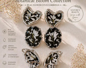 Botanical Bloom Collection | Handmade Real Flower Resin Earrings | Nature-Inspired Floral Studs | Gift for Her