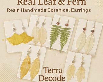 Real Leaf & Fern Resin Earrings: Handmade Botanical Jewelry