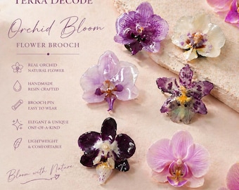 Handmade Orchid Flower Resin Brooch Pin – Real Natural Orchid