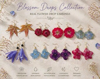 Blossom Drops Collection - Real Flower Drop Earrings
