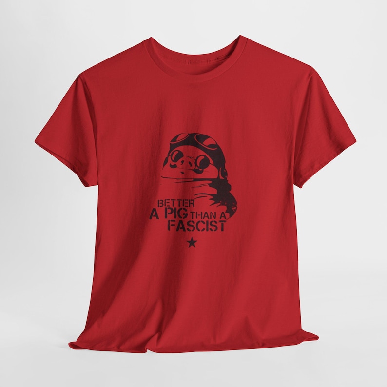 Koszulka Porco Rosso „Lepiej świnia niż faszysta” | Studio Ghibli Design zdjęcie 1