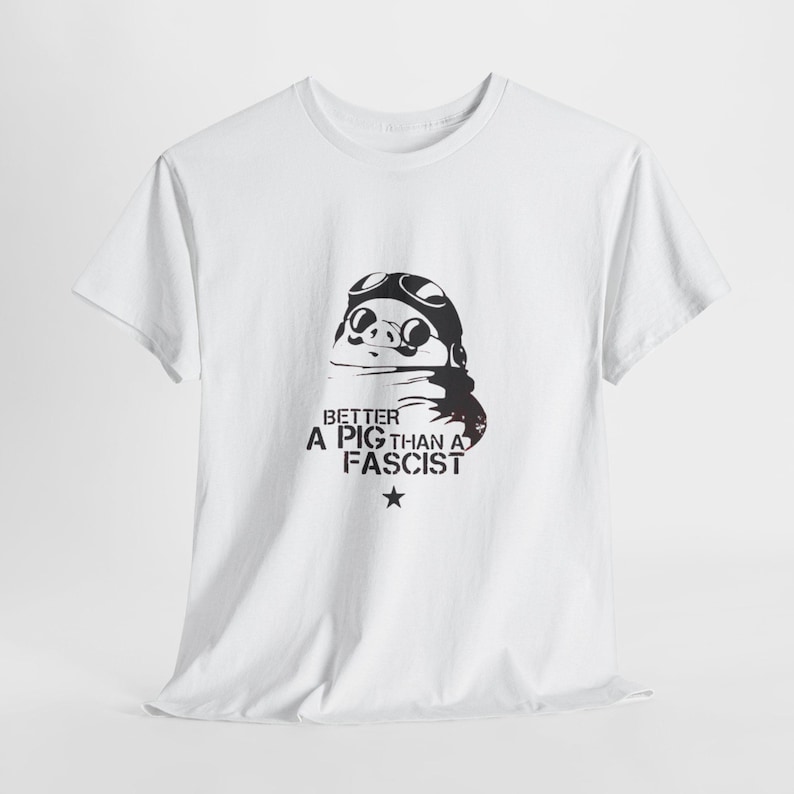 Koszulka Porco Rosso „Lepiej świnia niż faszysta” | Studio Ghibli Design zdjęcie 3