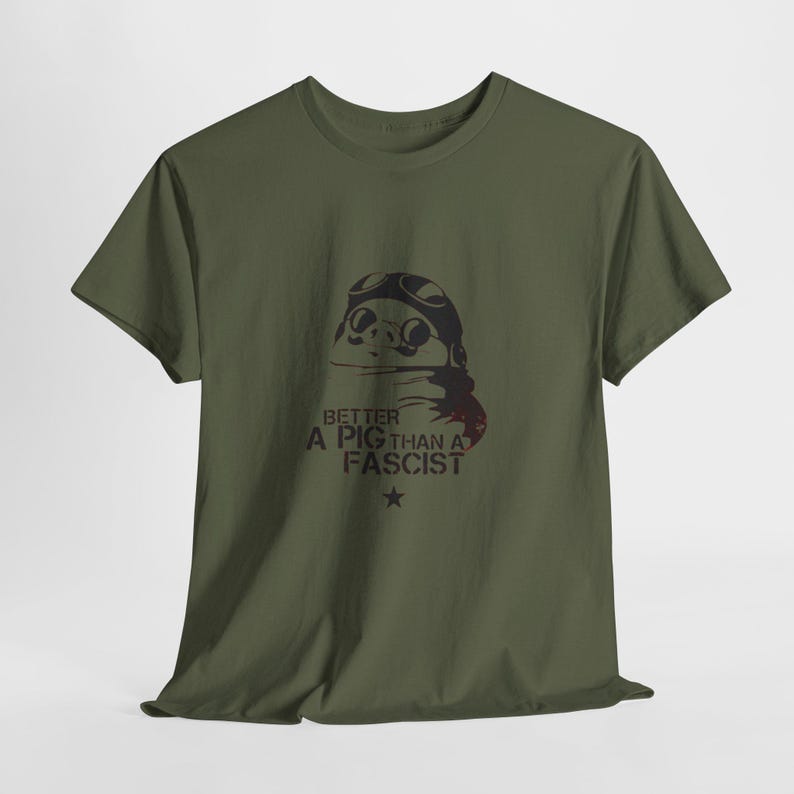 Koszulka Porco Rosso „Lepiej świnia niż faszysta” | Studio Ghibli Design zdjęcie 4