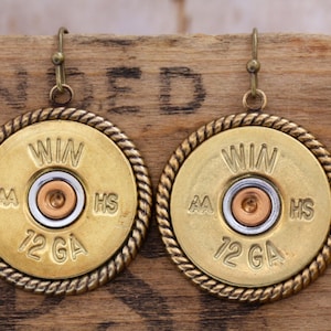 Shotgun Earrings-Winchester 12 Gauge Jewelry-12 Gauge Earrings-Winchester Dangle Earrrings-French Hooks-Dangle Shotgun Accessories