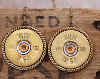 Shotgun Earrings-Winchester 12 Gauge Jewelry-12 Gauge Earrings-Winchester Dangle Earrrings-French Hooks-Dangle Shotgun Accessories