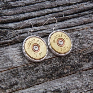 Shotgun Earrings-Winchester 12 Gauge Jewelry- Win 12 Gauge Earrings-Winchester Dangle Earrrings-French Hooks-Dangle Shotgun Accessories