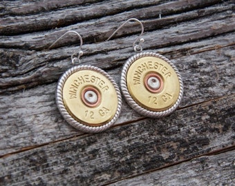 Shotgun Earrings-Winchester 12 Gauge Jewelry- Win 12 Gauge Earrings-Winchester Dangle Earrrings-French Hooks-Dangle Shotgun Accessories