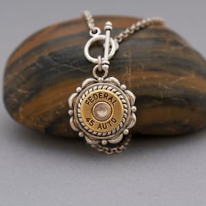 Bullet Jewelry- 45 Auto R P Bullet Necklace -Speer 45 Auto Bullet Toggle Necklace-Federal 45-Bullet AccessoriesSpent Casings- Ammo Jewelry