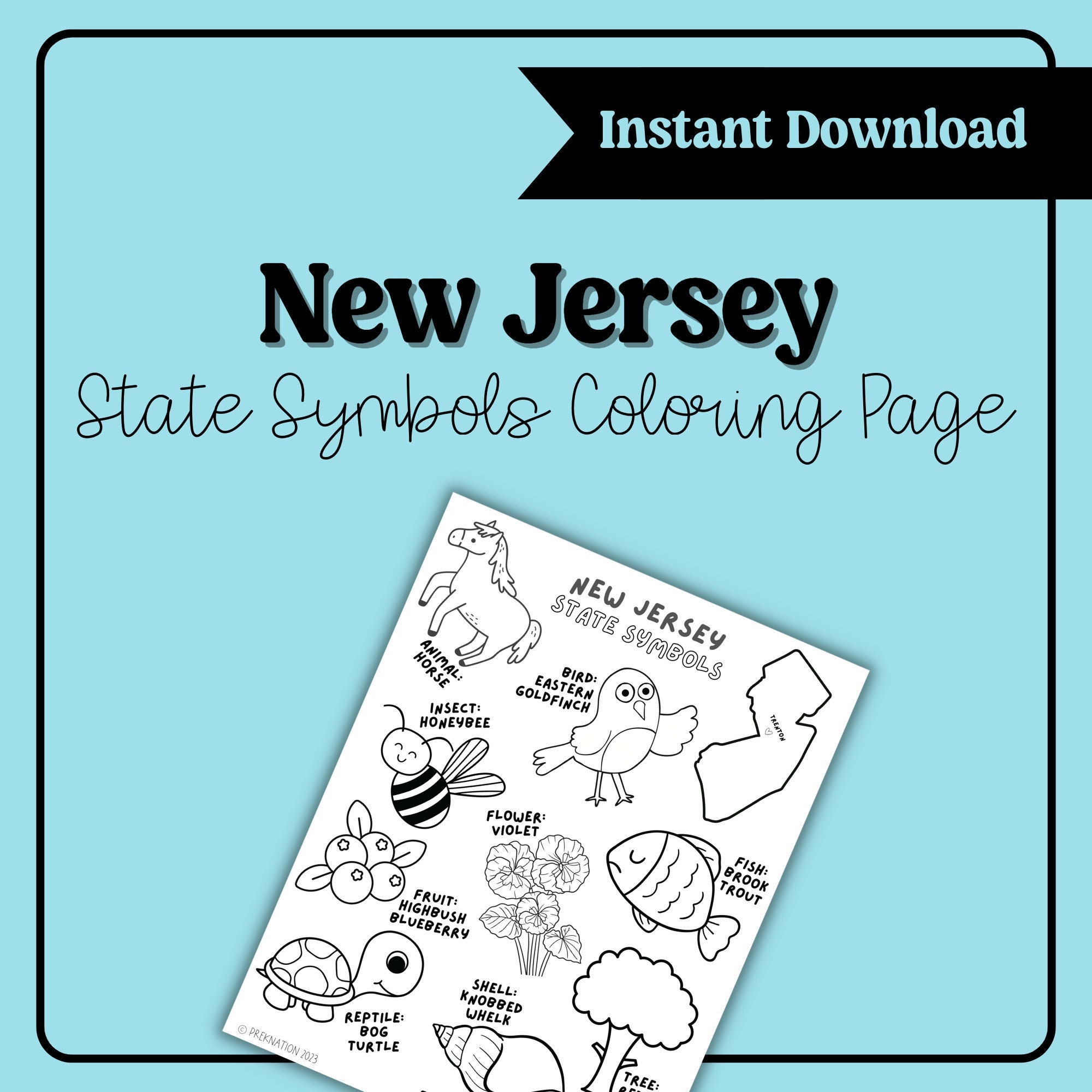 Instant Download New Jersey State Symbols Coloring Page - Etsy