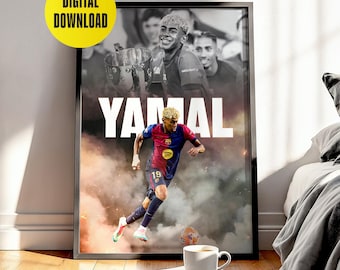Lamine Yamal Football Poster: Barcelona Football Art Print