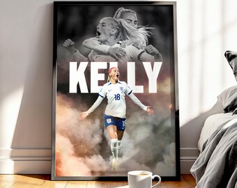 Affiche de football de Chloe Kelly : impression d'art de football féminin anglais