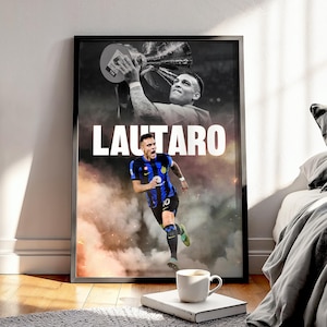 Lautaro Martinez Fotbollsaffisch: Inter Milan Fotbollskonsttryck