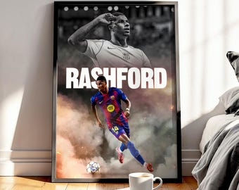 Marcus Rashford Football Poster: Barcelona Football Art Print