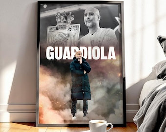 Pep Guardiola Football Poster: Manchester City Football Art Print