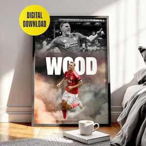 Chris Wood Football Poster: Nottingham Forest Football Art Print
