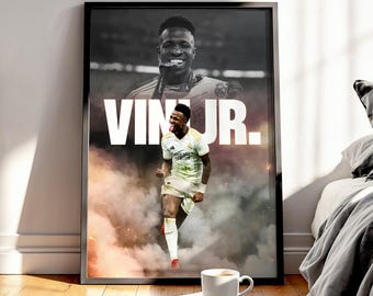 Vinicius Junior Football Poster: Real Madrid Football Art Print