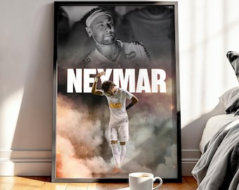 Neymar Jr. Football Poster: Santos Football Art Print