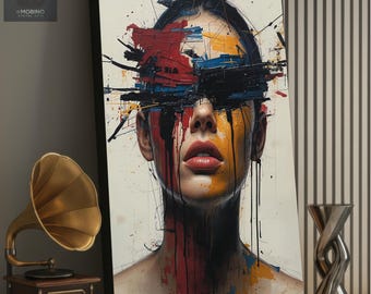 Vulnerable Neo-Expressionist Portrait Canvas - Bold Colors & Textured Art Print