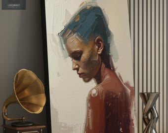 Contemporary Expressionist Portrait Canvas Art - Emotional Wall Decor - Custom Sizes Available