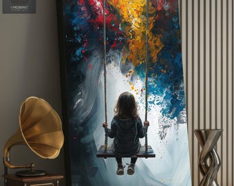 Echoes of Childhood | Surreal Swing Scene, Emotional Fine Art Canvas