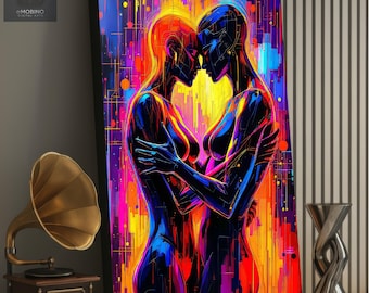 Celestial Bloom, Modern Surreal Figurative Canvas Print – Contemporary Fine Art Wall Decor