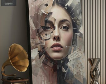 Modern Surrealist Woman Canvas Print: Emotional Fine Art Portrait