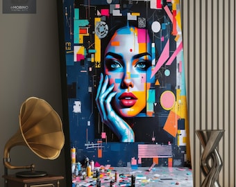 Modern Surrealist Woman Canvas Print: Vivid Soul Fine Art