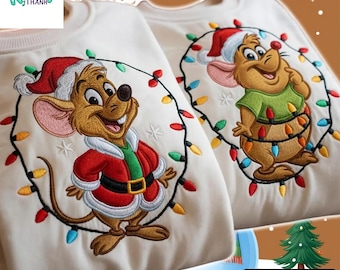 Jag And Gus Christmas Embroidered Sweatshirt, Cinderella Jaq and Gus Tee, Disney Couple Holiday Sweater, Matching Disney Outfits
