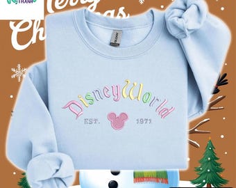 Disneyworld Inspired embroidered Sign Sweatshirt/Tshirt , Crewneck Sweatshirt , Disney Inspired , vintage disney