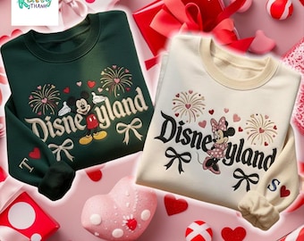 Embroidered Magic Land Couple Sweatshirt, Mickey and Minnie Couple Sweatshirt, Sweethearts Night Sweatshirt, Disneyland Couple Sweatshirt