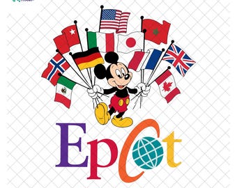 エプコット ミッキー PNG、ディズニーワールド フラッグ シャツ デザイン、国際ディズニー旅行 PNG、エプコット ワールド ショーケース Cricut 昇華ファイル