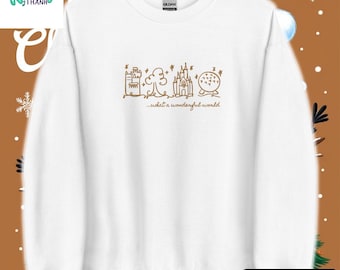 Disney World Parks EMBROIDERED Sweatshirt What a Wonderful World Disney Sweater Unisex Sweatshirt