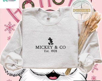 Mickey & Co 1928 Embroidered Sweatshirt, Disney Sweatshirt, Retro Mickey And Co, Disneyworld Shirts, Disney Vacation Shirt, Disneyland Shirt