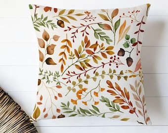 Herbstblätter Kissenbezug, neutrale Töne, gemütliches Herbstdekor