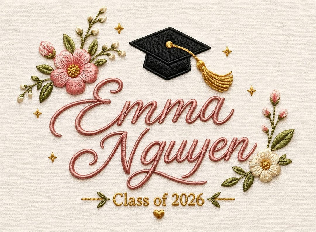 Graduation Obi Custom Graduation Embroidery Design, Personalized Graduate Name Machine ...