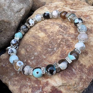 Handmade Assorted Gemstone Bangle , Boho Stackable Agate Bracelet, Gemstone Arm cuff