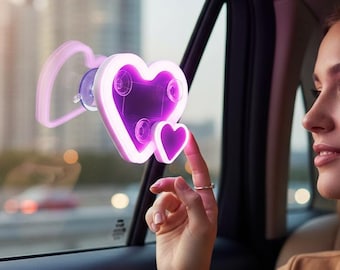 Car Accessories , LED Light Solar ,Neon Glow Window, Neon Lights ,Heart LED Lights for Car, Gift for Him , Birthday Gift , Easter Gifts
