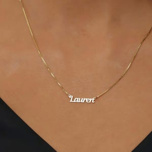 Custom Box Chain Name Necklace Sterling Silver, Personalized Script Name Jewelry, Gift for Mom