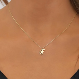 Minimalist Script Letter Necklace: Custom Initial Jewelry in Sterling Silver, Letter Gift for Her